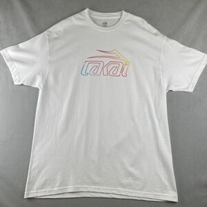 Lakai Shirt Men XL White Rainbow Gradient Graphic Crewneck Skateboarding Tee New